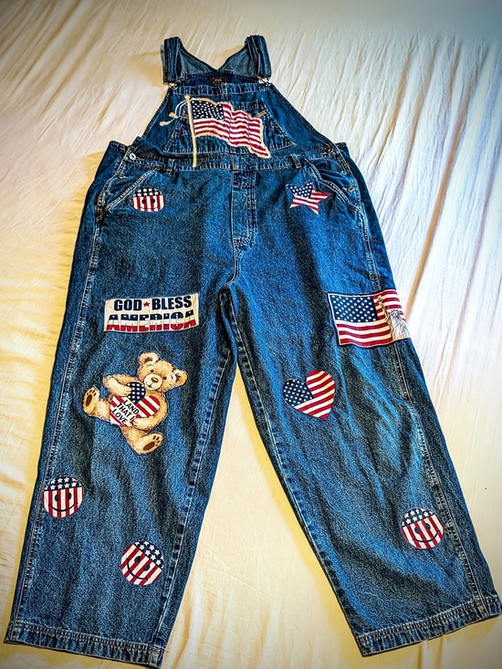 Route 66 Denim - Vintage Route 66 Overalls With Patriotic Patches
